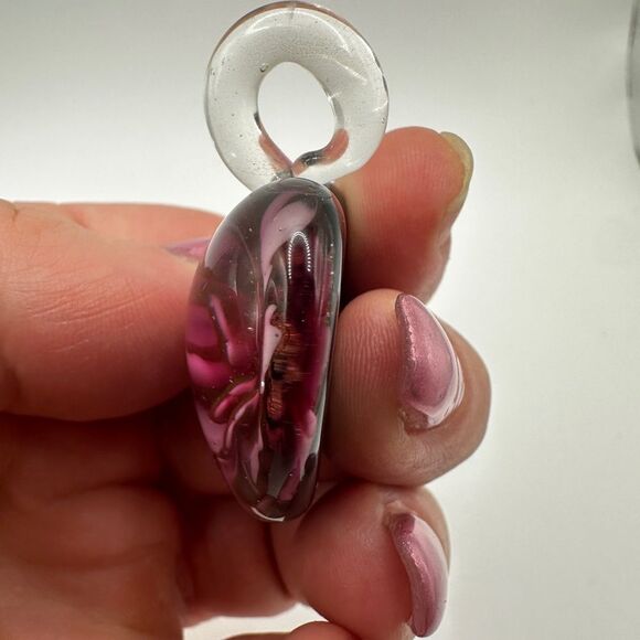 Handmade Lampwork Glass flower heart pendant! - Picture 3 of 11